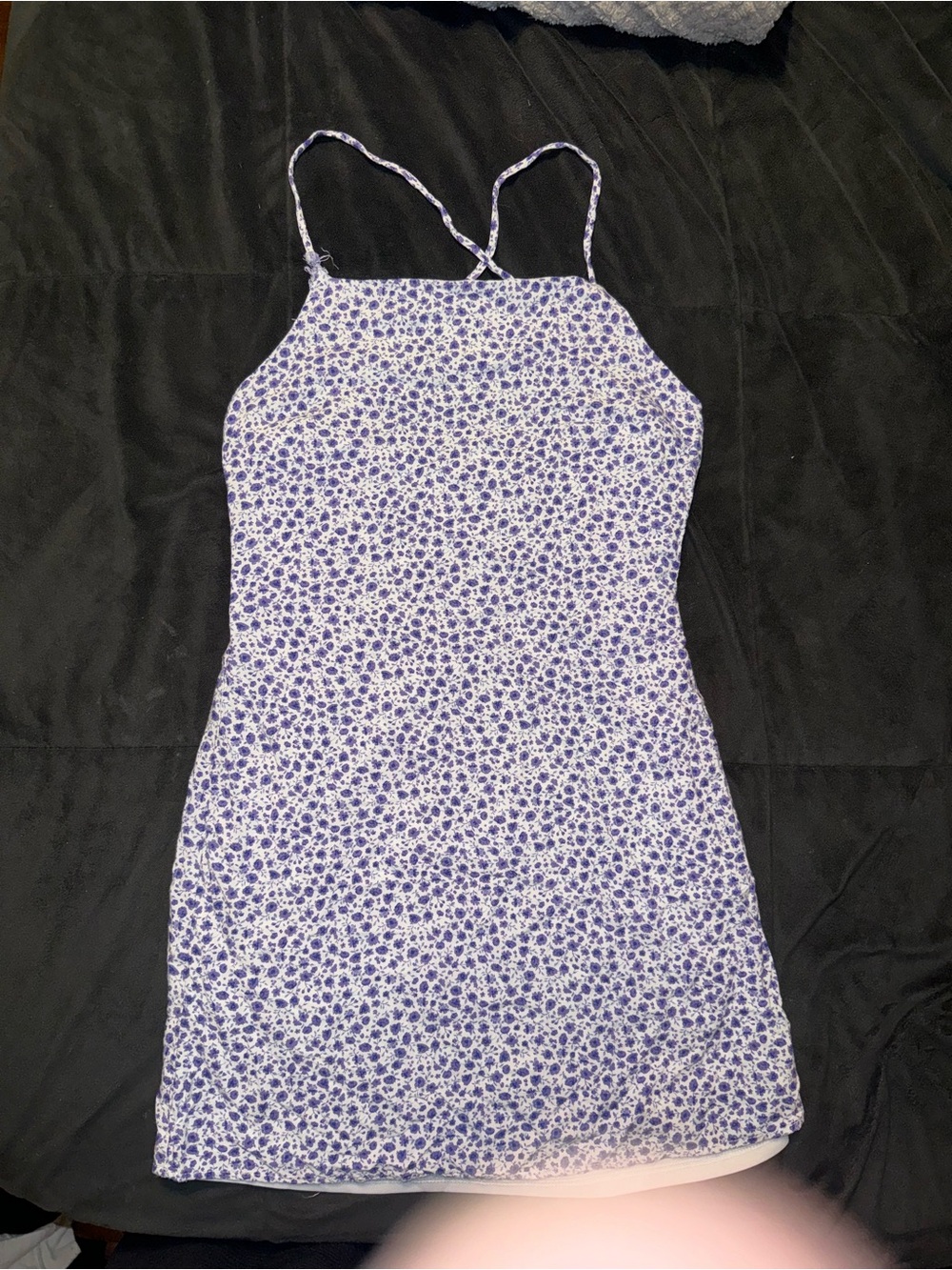 Women’s XS purple Floral Mini Dress Y2K Cottagecore Spaghetti Strap